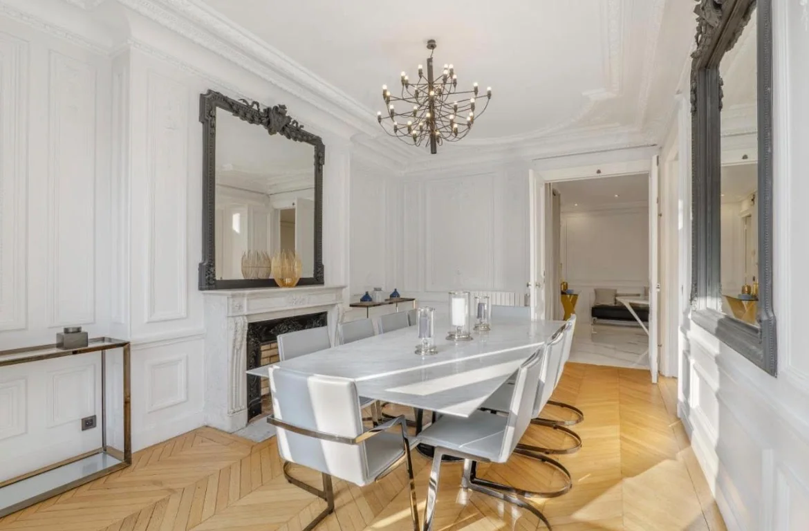Dining room and chandelier