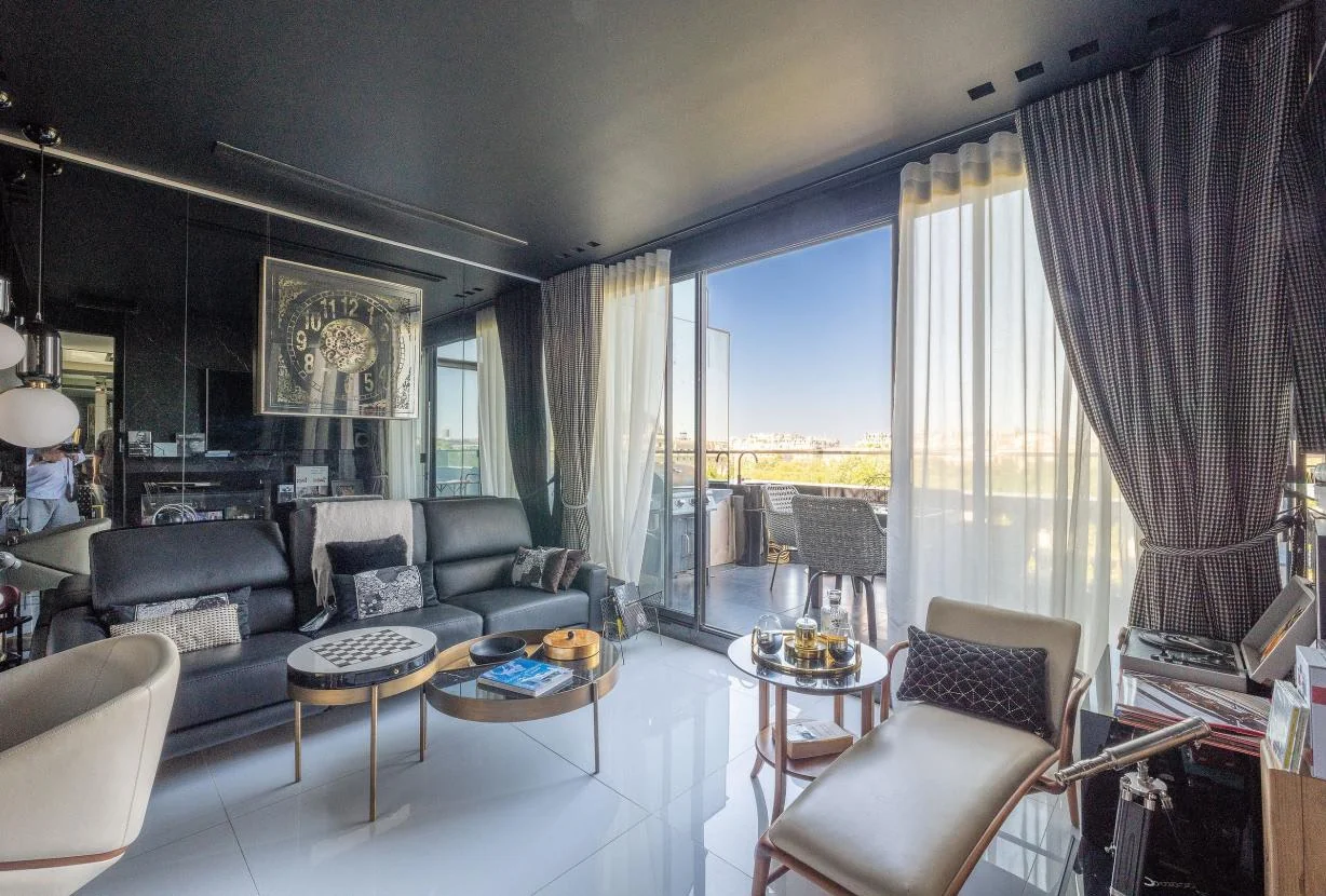 Living room with Eiffel Tower view