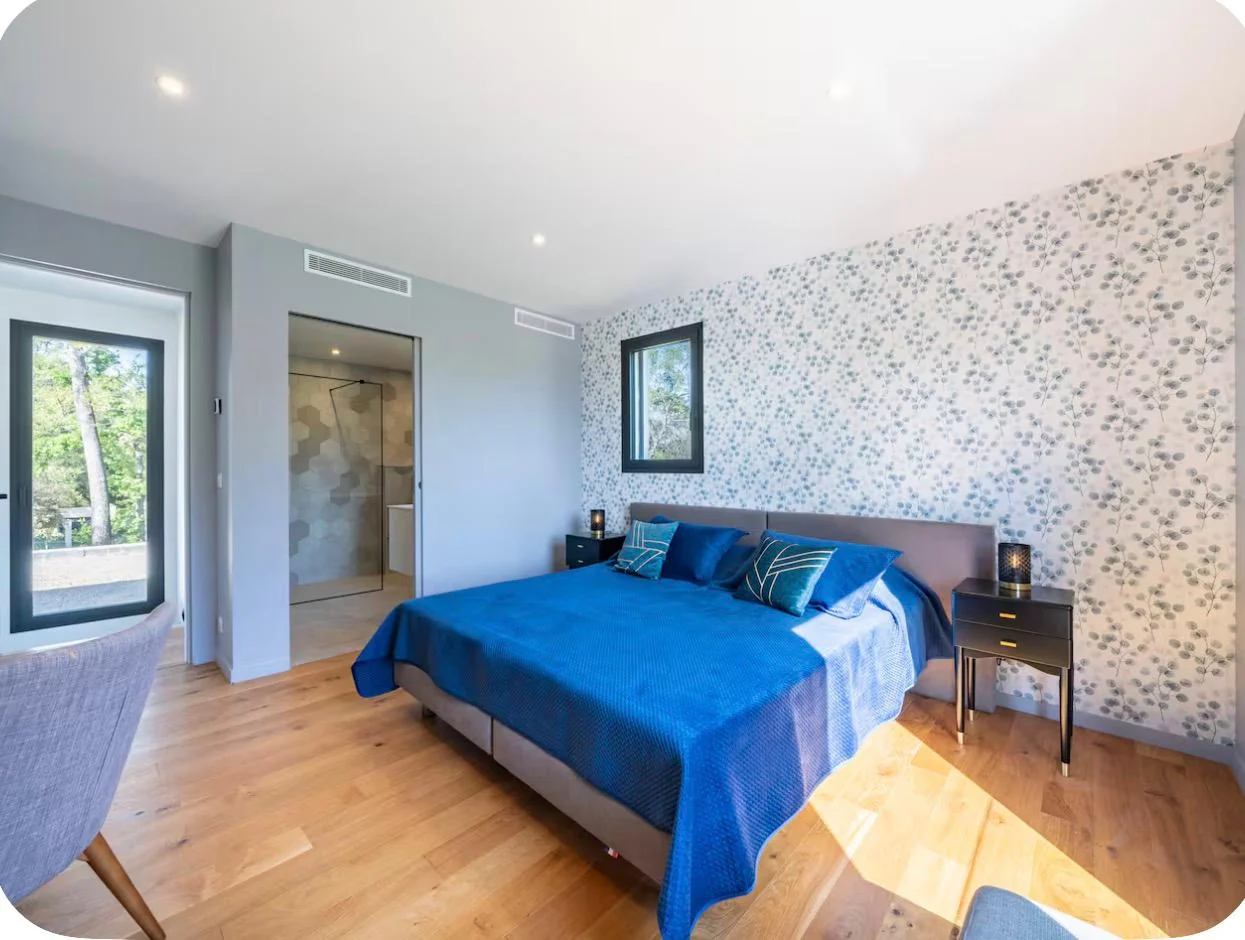 Bedroom in blue tones